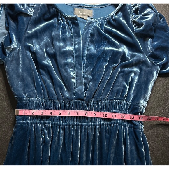 Anthropologie Somerset Blue Velvet Mini Dress Size M - Picture 7 of 16